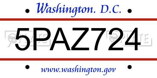 5PAZ724 District Of Columbia License Plate