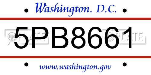 5PB8661 District Of Columbia License Plate
