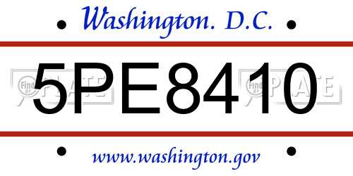 5PE8410 District Of Columbia License Plate