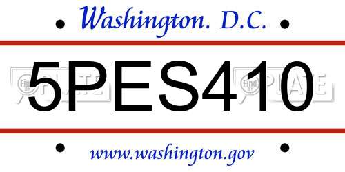 5PES410 District Of Columbia License Plate