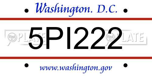 5PI222 District Of Columbia License Plate