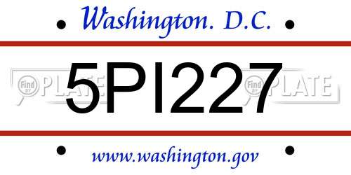 5PI227 District Of Columbia License Plate