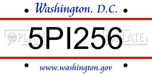 5PI256 District Of Columbia License Plate