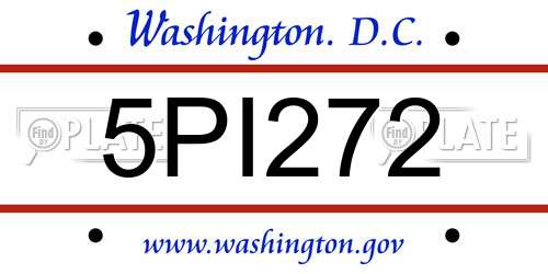 5PI272 District Of Columbia License Plate