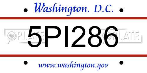 5PI286 District Of Columbia License Plate
