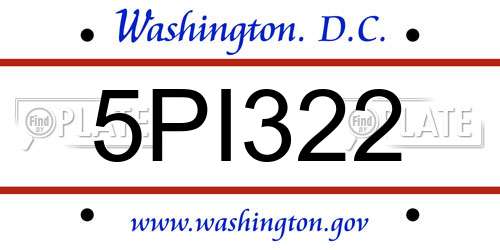 5PI322 District Of Columbia License Plate