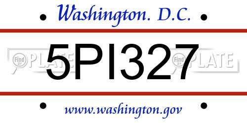 5PI327 District Of Columbia License Plate