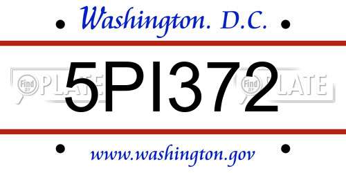 5PI372 District Of Columbia License Plate