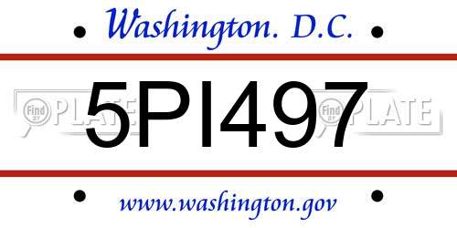 5PI497 District Of Columbia License Plate