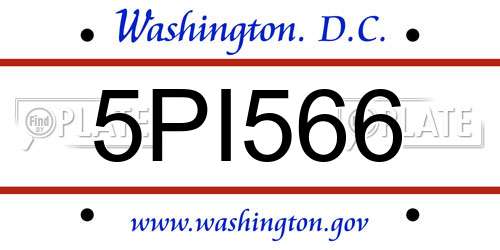 5PI566 District Of Columbia License Plate