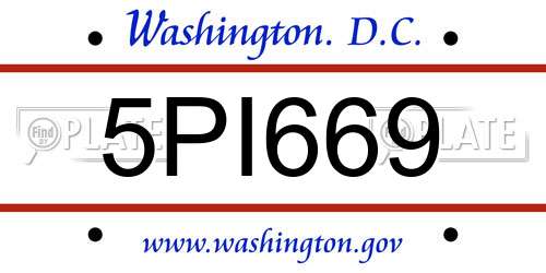 5PI669 District Of Columbia License Plate