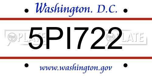 5PI722 District Of Columbia License Plate