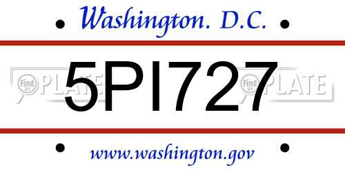 5PI727 District Of Columbia License Plate