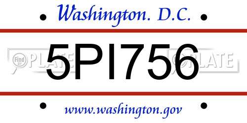 5PI756 District Of Columbia License Plate