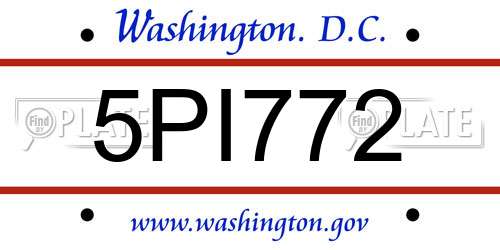 5PI772 District Of Columbia License Plate