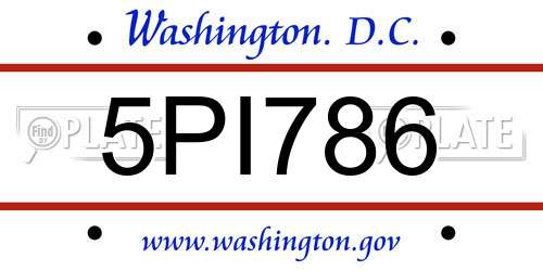5PI786 District Of Columbia License Plate