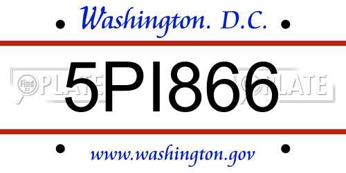 5PI866 District Of Columbia License Plate