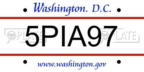 5PIA97 District Of Columbia License Plate