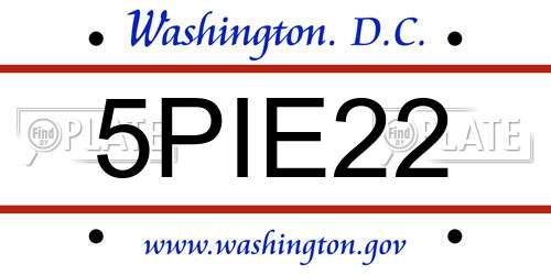 5PIE22 District Of Columbia License Plate