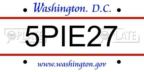 5PIE27 District Of Columbia License Plate