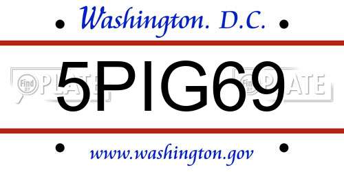 5PIG69 District Of Columbia License Plate