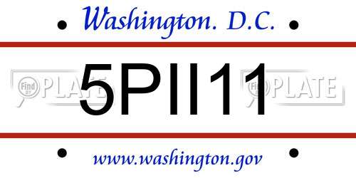 5PII11 District Of Columbia License Plate