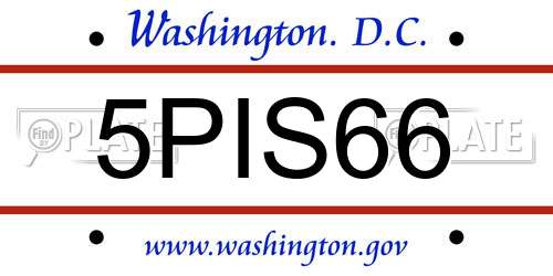 5PIS66 District Of Columbia License Plate