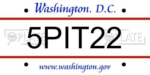 5PIT22 District Of Columbia License Plate