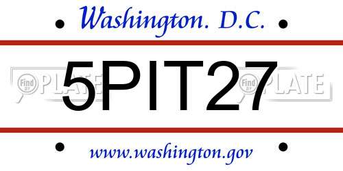 5PIT27 District Of Columbia License Plate