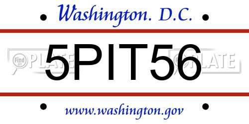 5PIT56 District Of Columbia License Plate