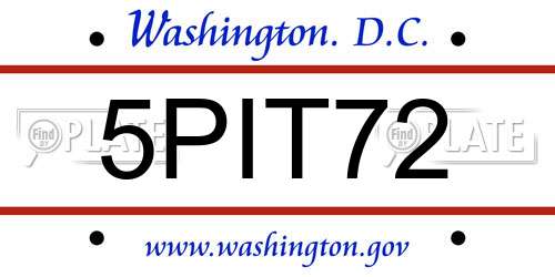 5PIT72 District Of Columbia License Plate