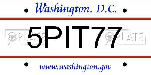 5PIT77 District Of Columbia License Plate