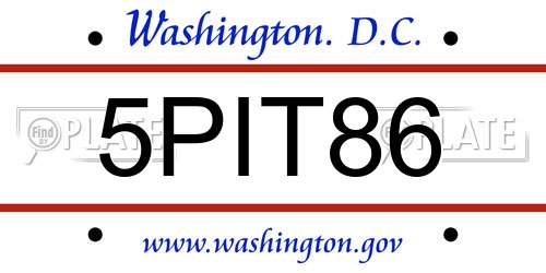 5PIT86 District Of Columbia License Plate
