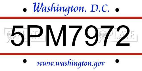 5PM7972 District Of Columbia License Plate