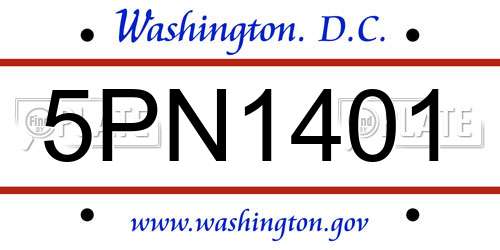 5PN1401 District Of Columbia License Plate
