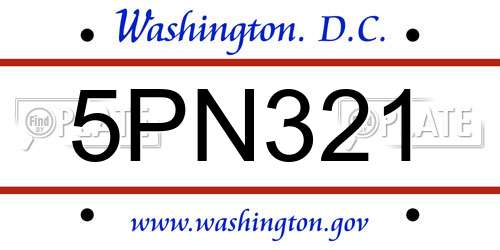 5PN321 District Of Columbia License Plate