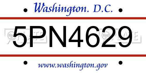 5PN4629 District Of Columbia License Plate