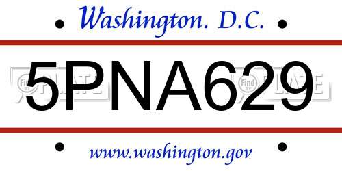 5PNA629 District Of Columbia License Plate