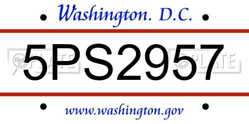 5PS2957 District Of Columbia License Plate