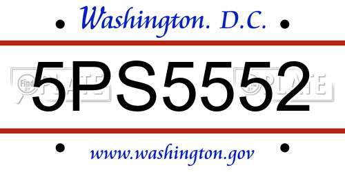 5PS5552 District Of Columbia License Plate
