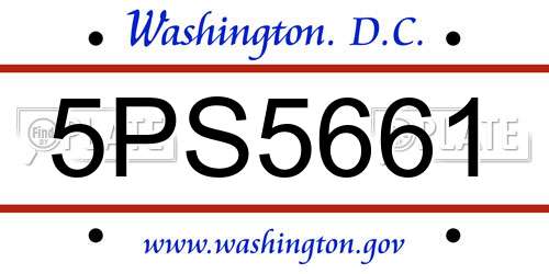 5PS5661 District Of Columbia License Plate