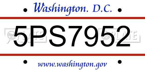 5PS7952 District Of Columbia License Plate