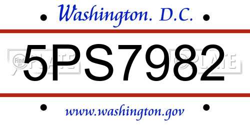 5PS7982 District Of Columbia License Plate