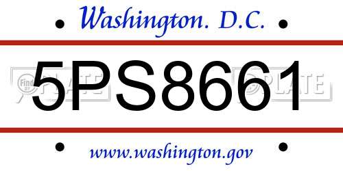 5PS8661 District Of Columbia License Plate