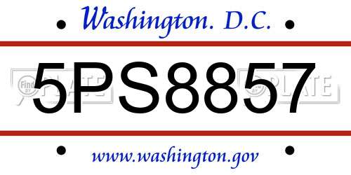 5PS8857 District Of Columbia License Plate