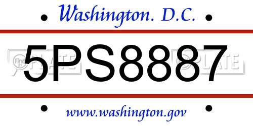 5PS8887 District Of Columbia License Plate