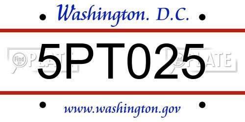 5PT025 District Of Columbia License Plate