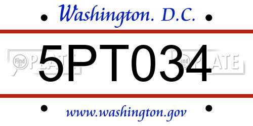 5PT034 District Of Columbia License Plate