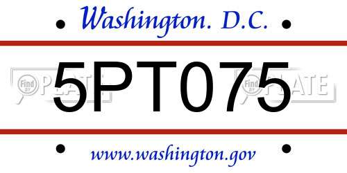 5PT075 District Of Columbia License Plate