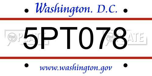 5PT078 District Of Columbia License Plate